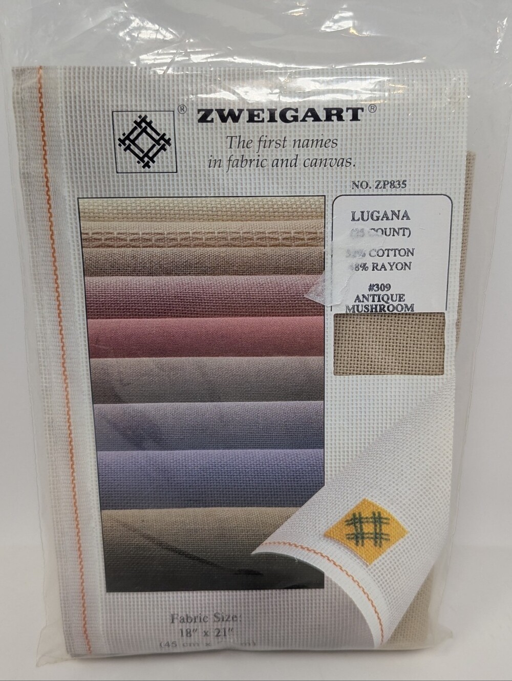 Zweigart Lugana Cross-Stitch Fabric Antique Mushroom 25 Count 18" x 21"